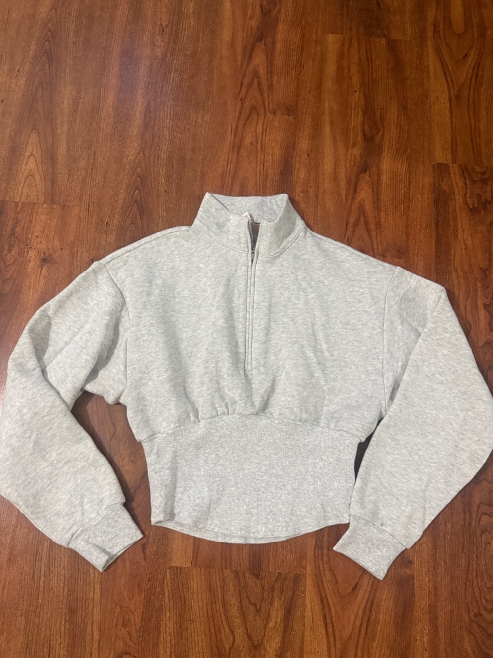 Victoria's Secret Light Gray Quarter-Zip Cropped Pullover